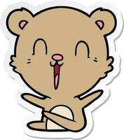 sticker of a happy laughing cartoon bear vector