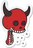 sticker of a cartoon spooky skull vector