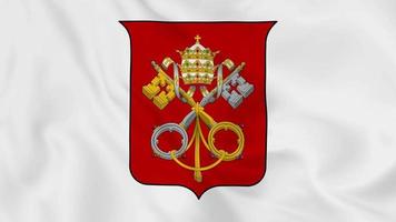 armoiries de l'emblème national ou symbole du saint-siège, vatican en agitant le drapeau. boucle fluide de la vidéo 4k