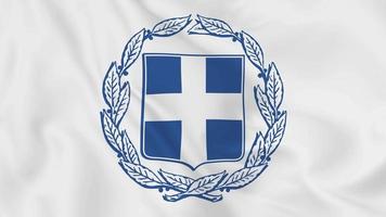 national emblem coat of arms or symbol of Greece in waving flag. smooth 4k video seemless loop