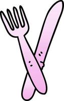 quirky gradient shaded cartoon cutlery vector