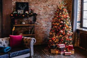 Cozy apartment decorated for Christmas photo