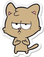 sticker of a bored cartoon cat vector