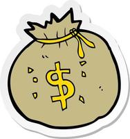 sticker of a cartoon bag of money vector