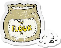 retro distressed sticker of a cartoon bag of flour vector