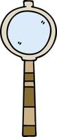 quirky hand drawn cartoon magnifying glass vector