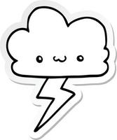 sticker of a cartoon storm cloud vector
