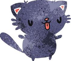 retro cartoon of cute kawaii cat vector