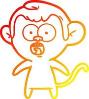 warm gradient line drawing cartoon shocked monkey vector