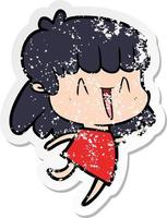 distressed sticker of a cartoon woman vector