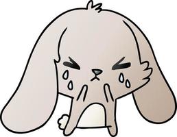 gradient cartoon of cute kawaii sad bunny vector