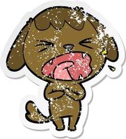 distressed sticker of a cute cartoon dog vector