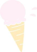 quirky hand drawn cartoon vanilla ice cream vector