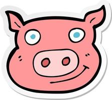 pegatina de una cara de cerdo de dibujos animados vector