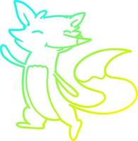 cold gradient line drawing cartoon happy fox vector