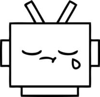 line drawing cartoon robot head vector