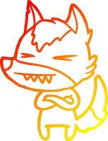 warm gradient line drawing angry wolf cartoon vector