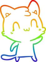 arco iris gradiente línea dibujo dibujos animados gato feliz vector