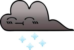 gradient shaded cartoon storm snow cloud vector