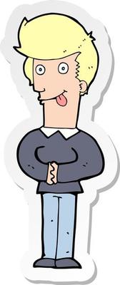 sticker of a cartoon man sticking out tongue