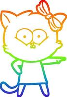 rainbow gradient line drawing cartoon cat vector