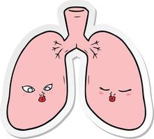 sticker of a cartoon lungs vector