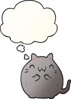 happy cartoon cat and thought bubble in smooth gradient style vector