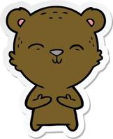 sticker of a happy cartoon bear vector