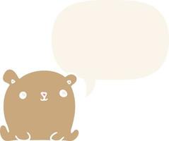 cute cartoon bear and speech bubble in retro style vector