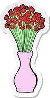 sticker of a cartoon flowers in pot vector