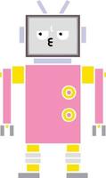 flat color retro cartoon robot vector