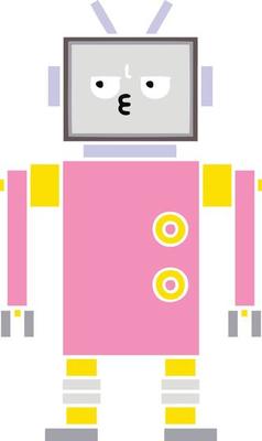 flat color retro cartoon robot
