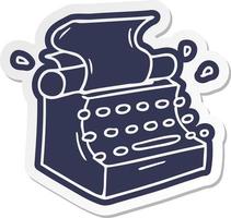 pegatina de dibujos animados de la máquina de escribir de la vieja escuela vector