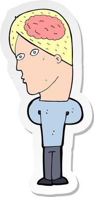 sticker of a cartoon man with big brain