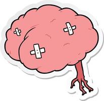 sticker of a cartoon injured brain vector