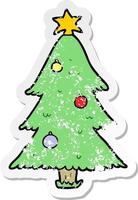 distressed sticker of a cartoon christmas tree vector
