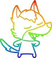 rainbow gradient line drawing cartoon wolf laughing vector