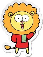 sticker of a happy cartoon lion vector