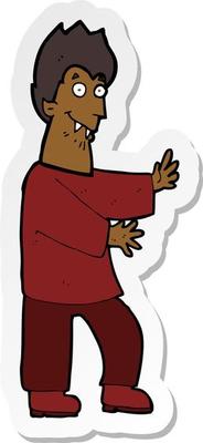 sticker of a cartoon vampire waving hands