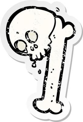 retro distressed sticker of a cartoon halloween bone number