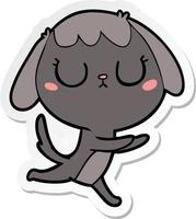 sticker of a cute cartoon dog vector