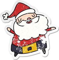 distressed sticker cartoon kawaii of santa claus vector