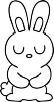 quirky line drawing cartoon rabbit vector