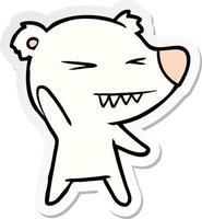 sticker of a angry polar bear cartoon vector