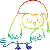 rainbow gradient line drawing cartoon owl sleeping vector