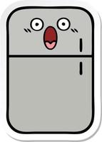 sticker of a cute cartoon fridge freezer vector