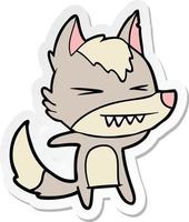 sticker of a angry wolf cartoon vector