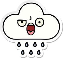 sticker of a cute cartoon rain cloud vector