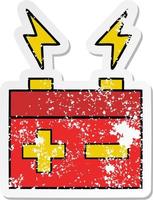 distressed sticker of a cute cartoon electrical battery vector