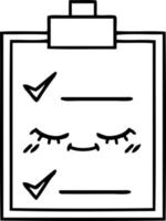 line drawing cartoon check list vector